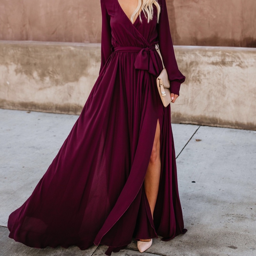 VICI LONG SLEEVE DIANA MAXI DRESS - WINE